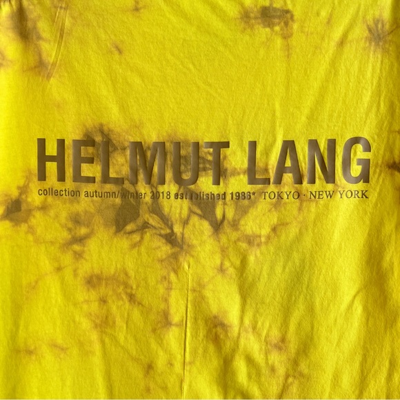 Helmut Lang yellow camel tie dye dart back t shirt - Picture 5 of 9